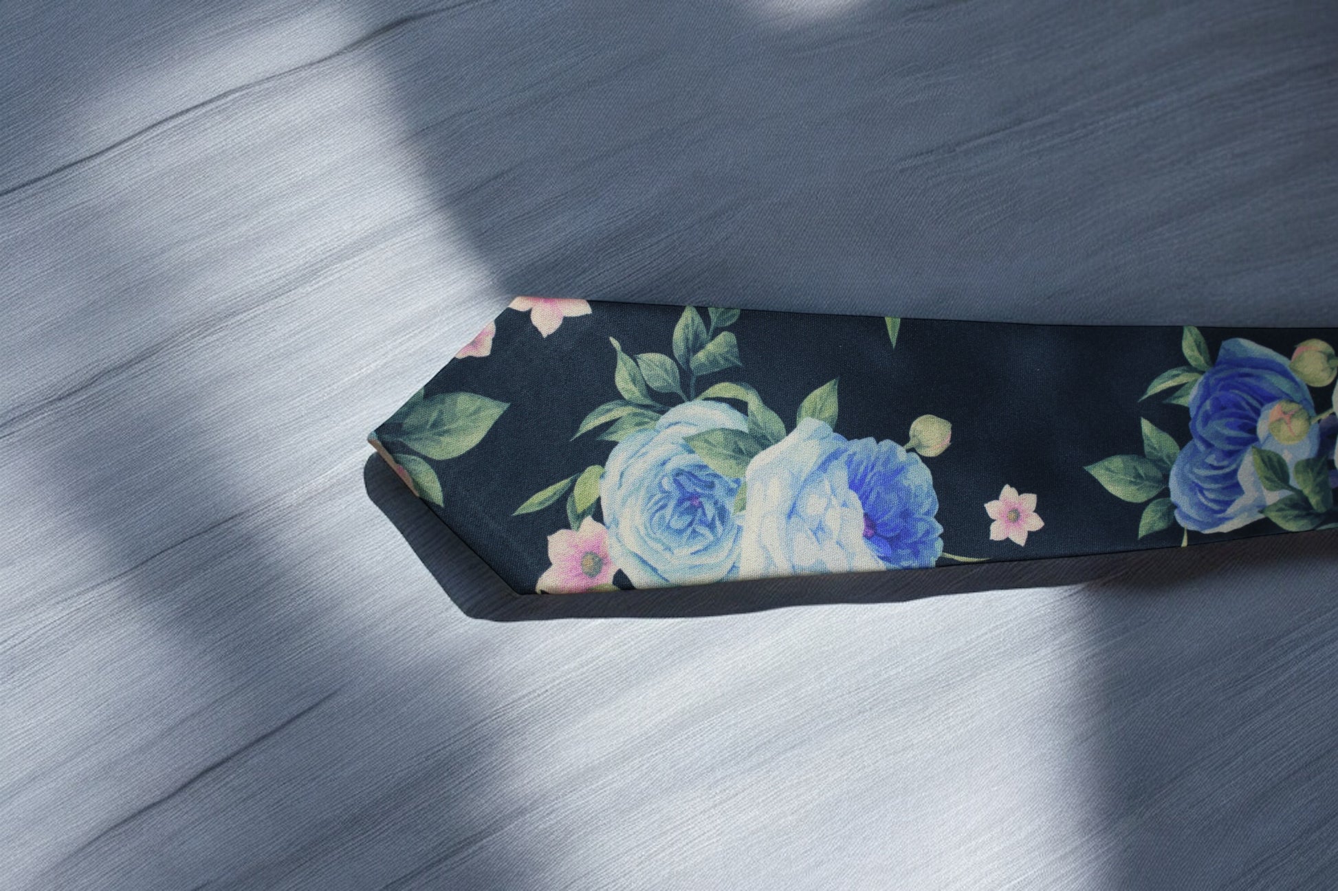 Multicolor Floral Black Tie with Pocket Square