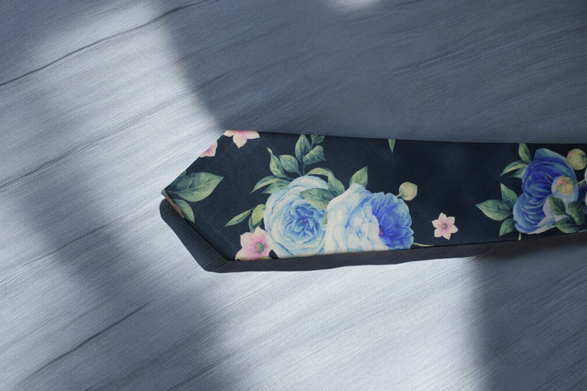 Multicolor Floral Black Tie with Pocket Square