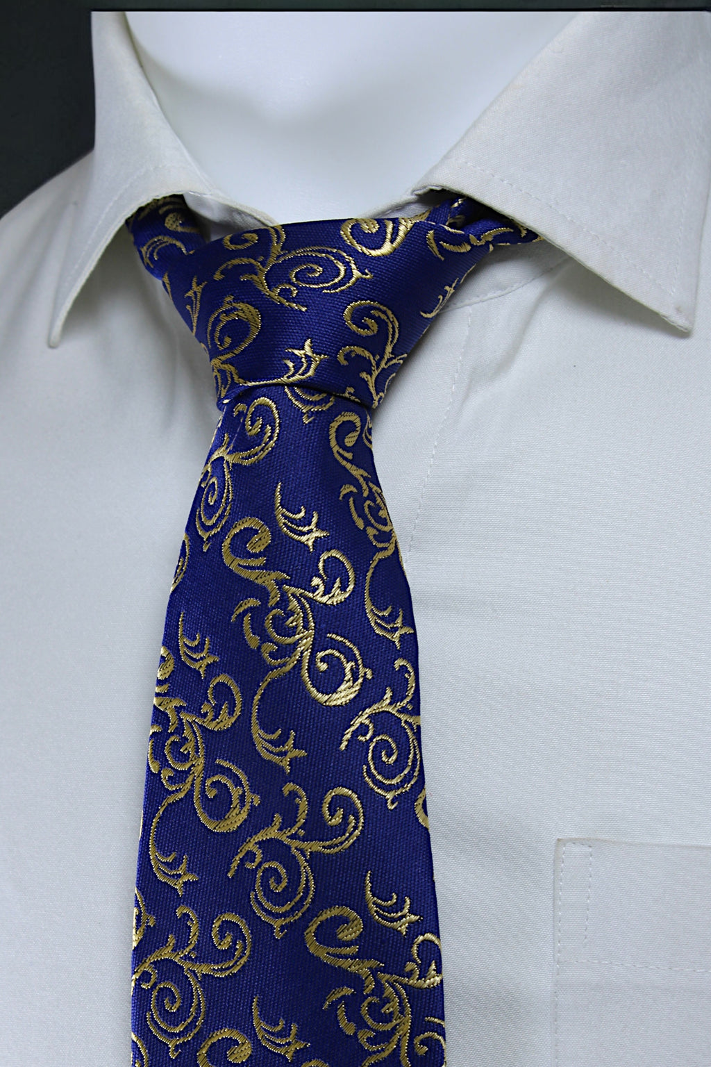 Royal Blue & Gold Swirl Tie