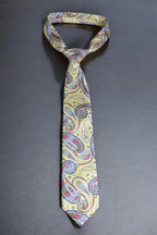 Yellow Paisley Tie - Elegant Vintage Swirl Design