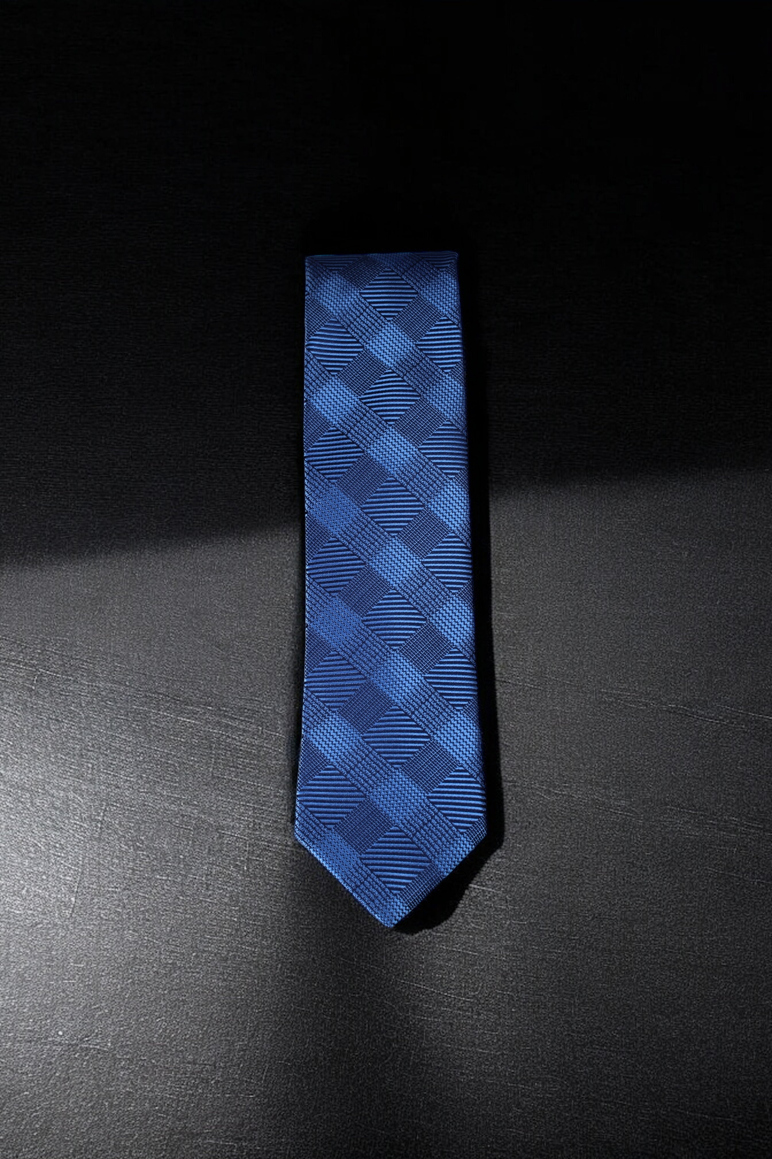 Geometric Self Blue Plaid Tie