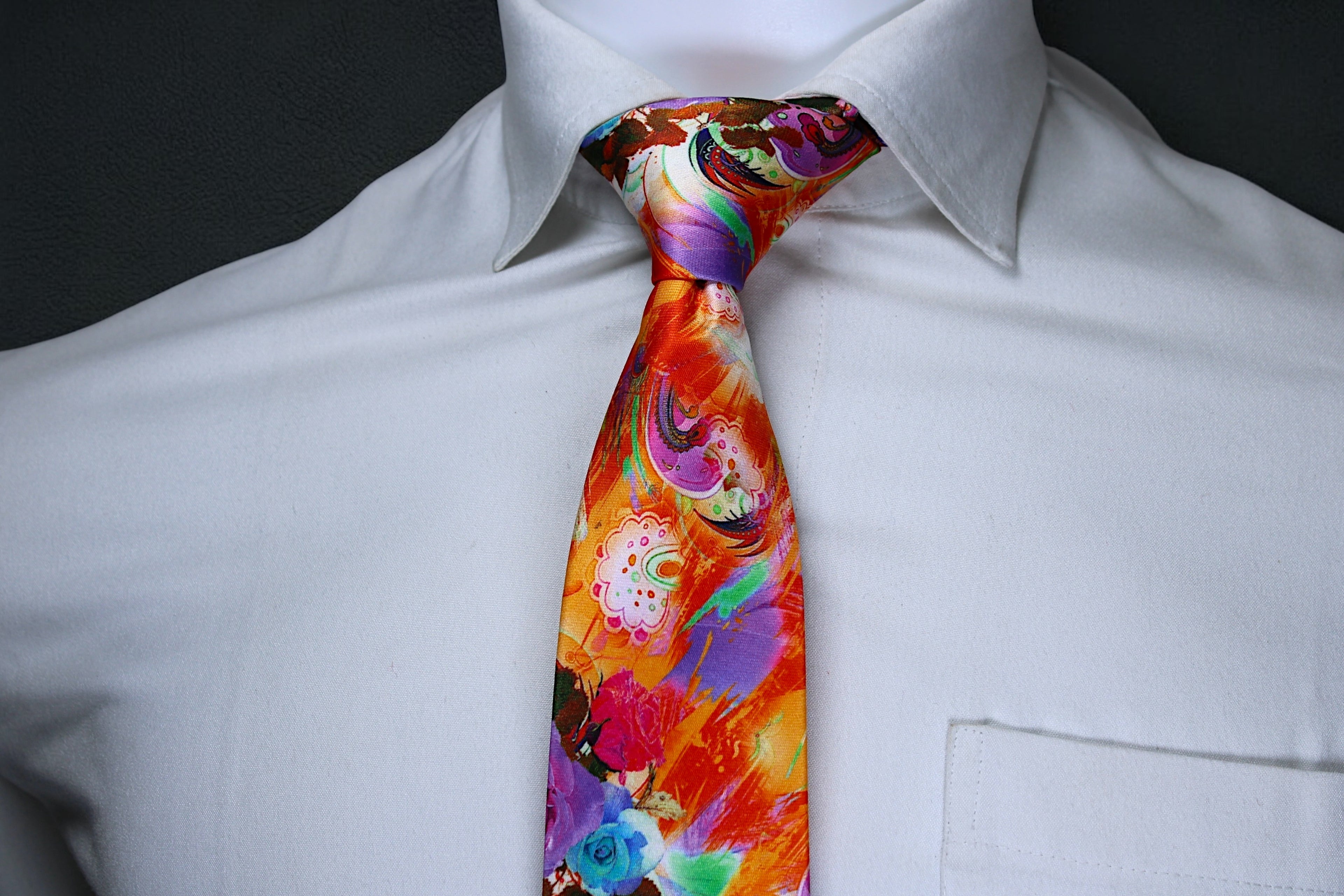 Vibrant Artistic Multicolor Tie with Pocket Square