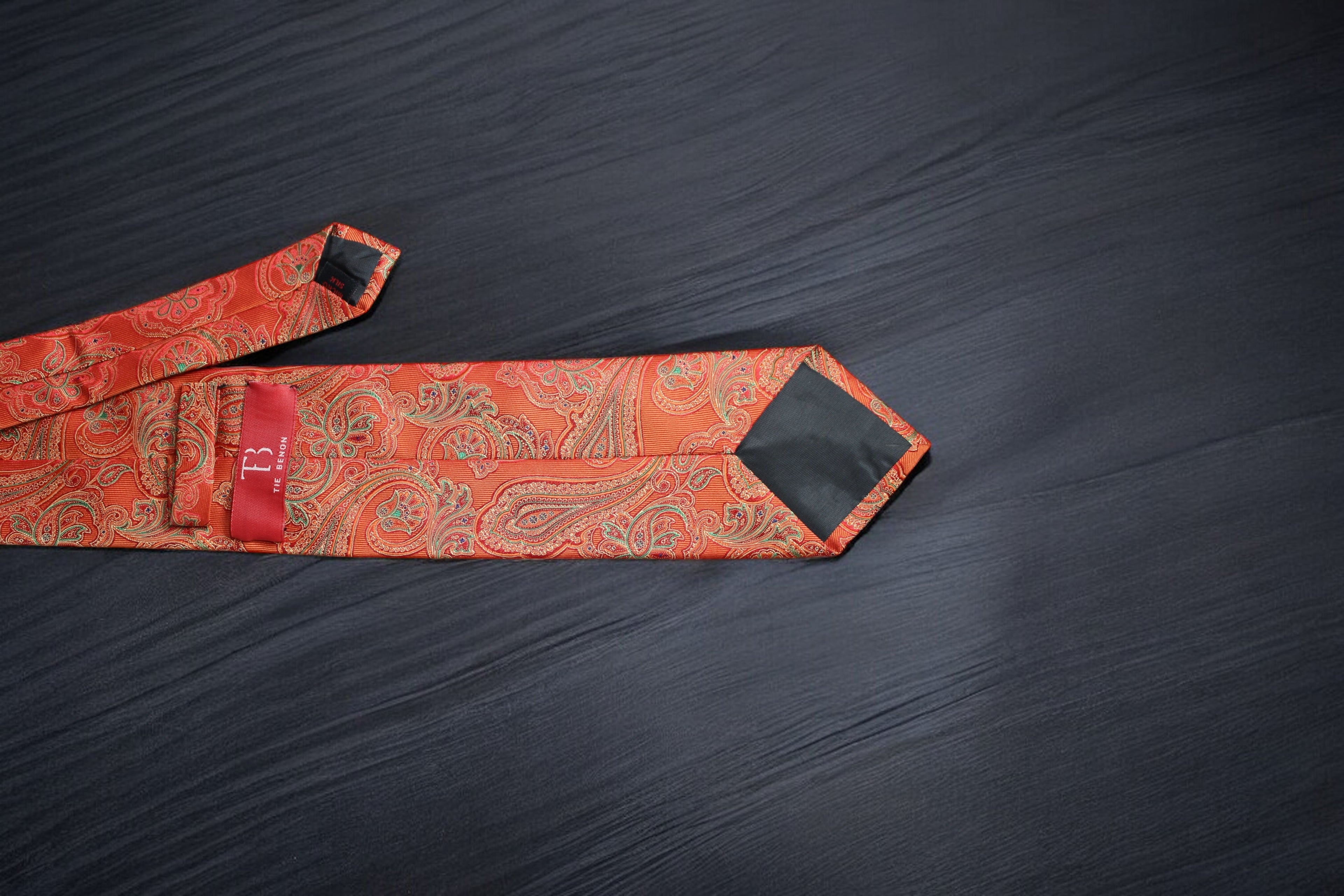 Bold Orange & Gold Paisley Tie