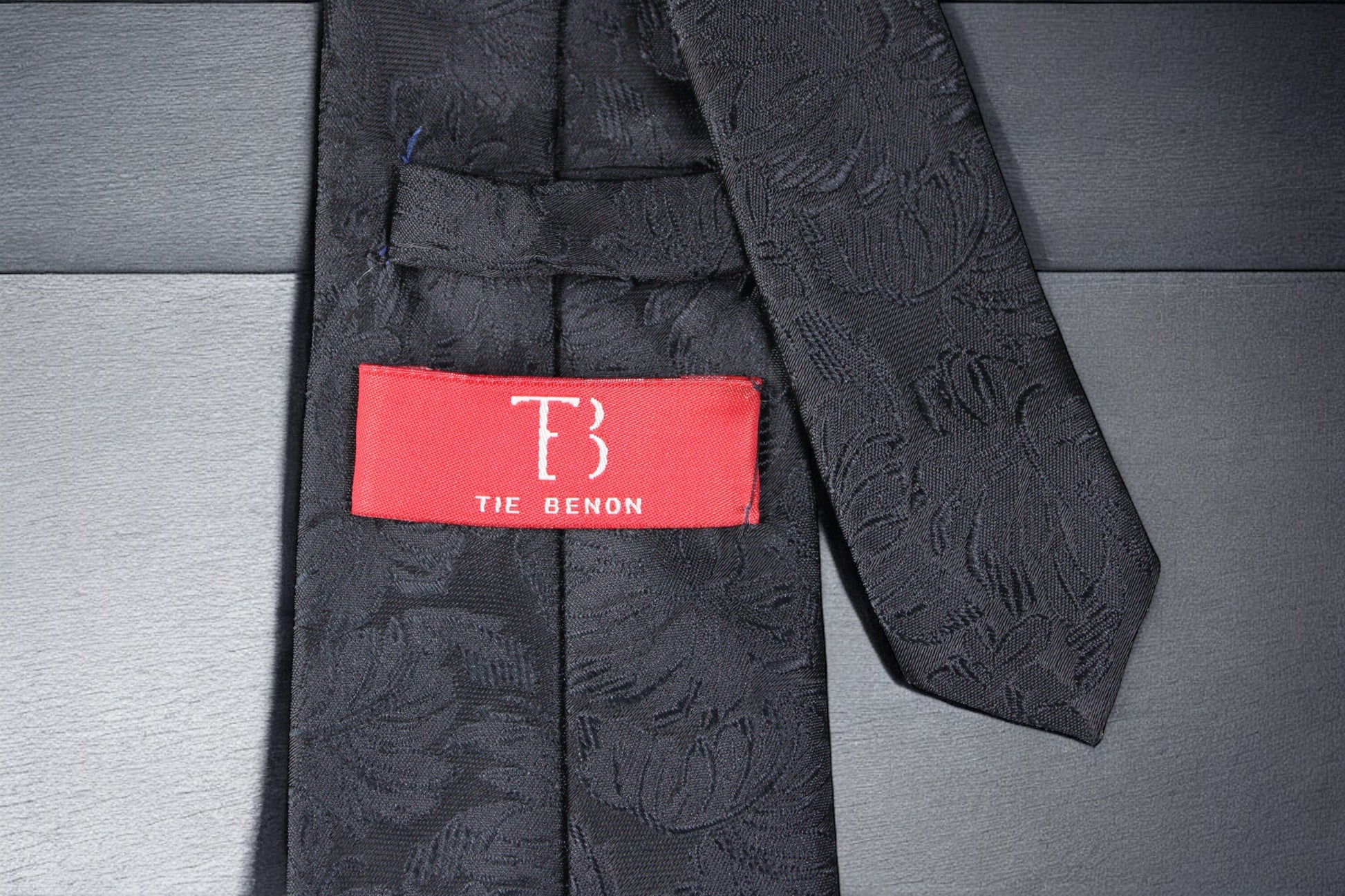 Black Self Floral Tie & Pocket Square