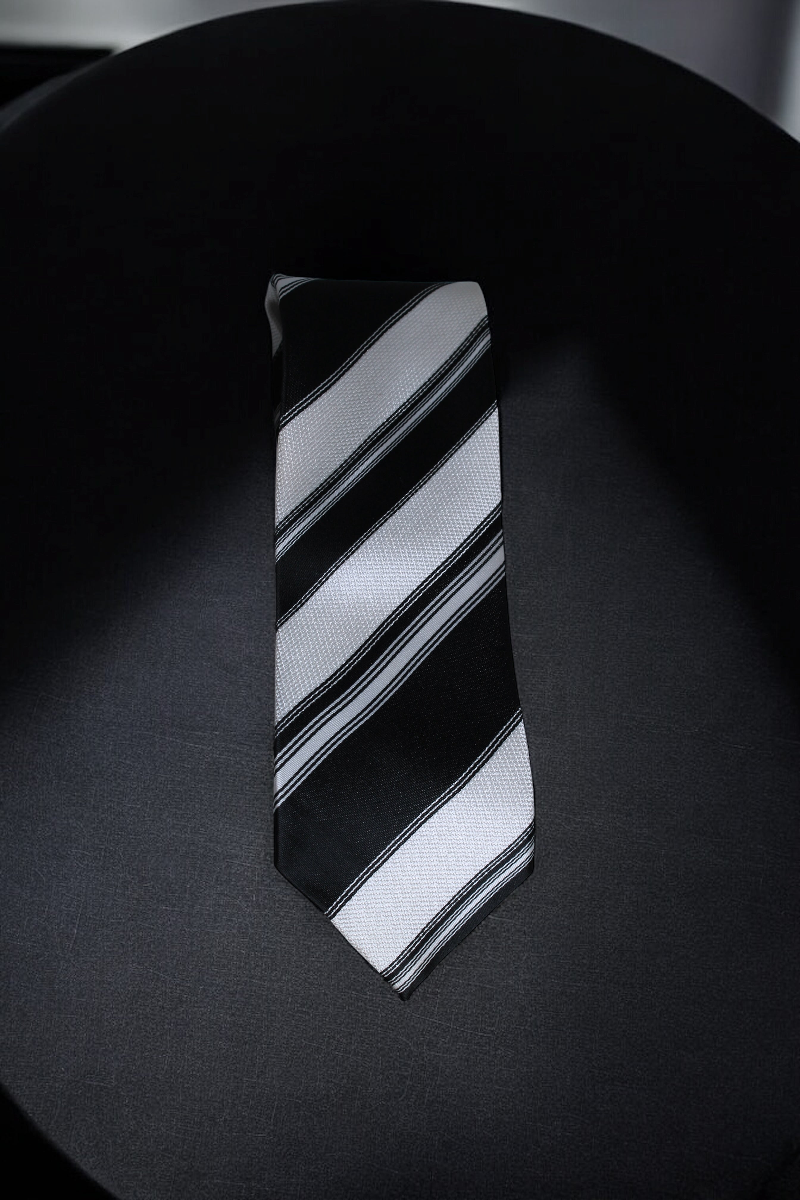 Classic Black & White Stripes Tie