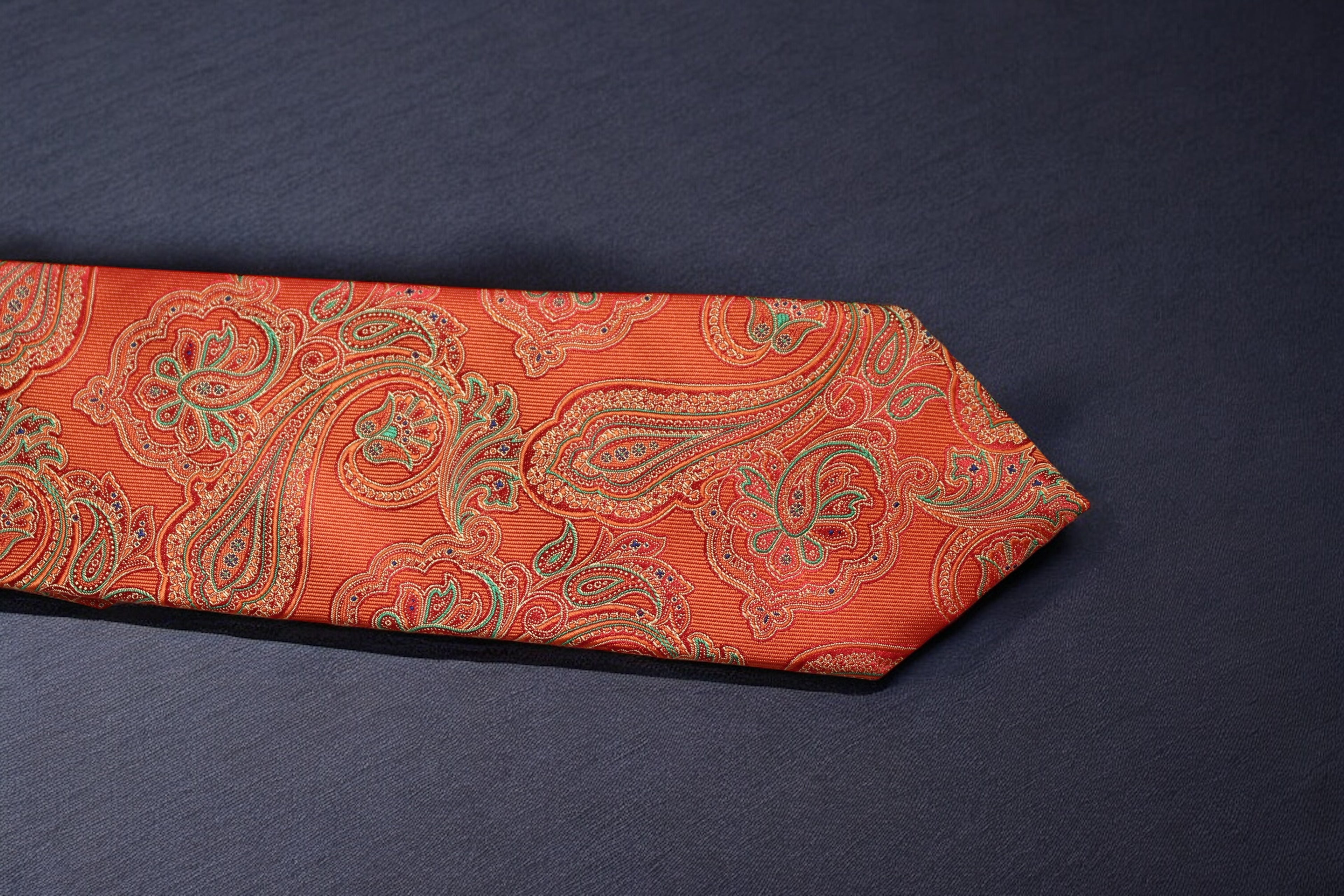 Bold Orange & Gold Paisley Tie