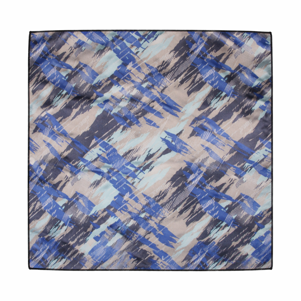 Grey And Blue Abstract  Printed Scarf With Pocket Square