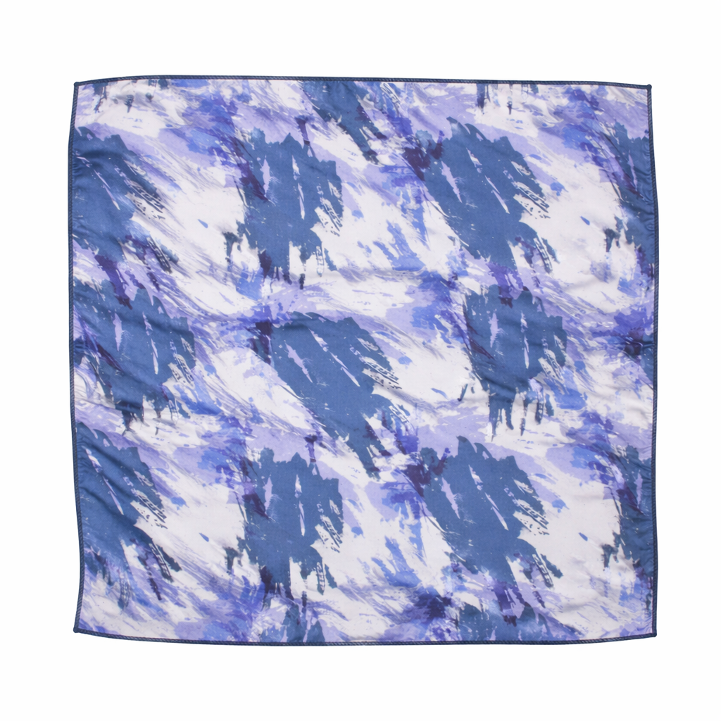 Airforce Blue Abstract Printed Scarf With Pocket Square