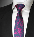 Artistic Blue & Magenta Floral Tie & Pocket Square