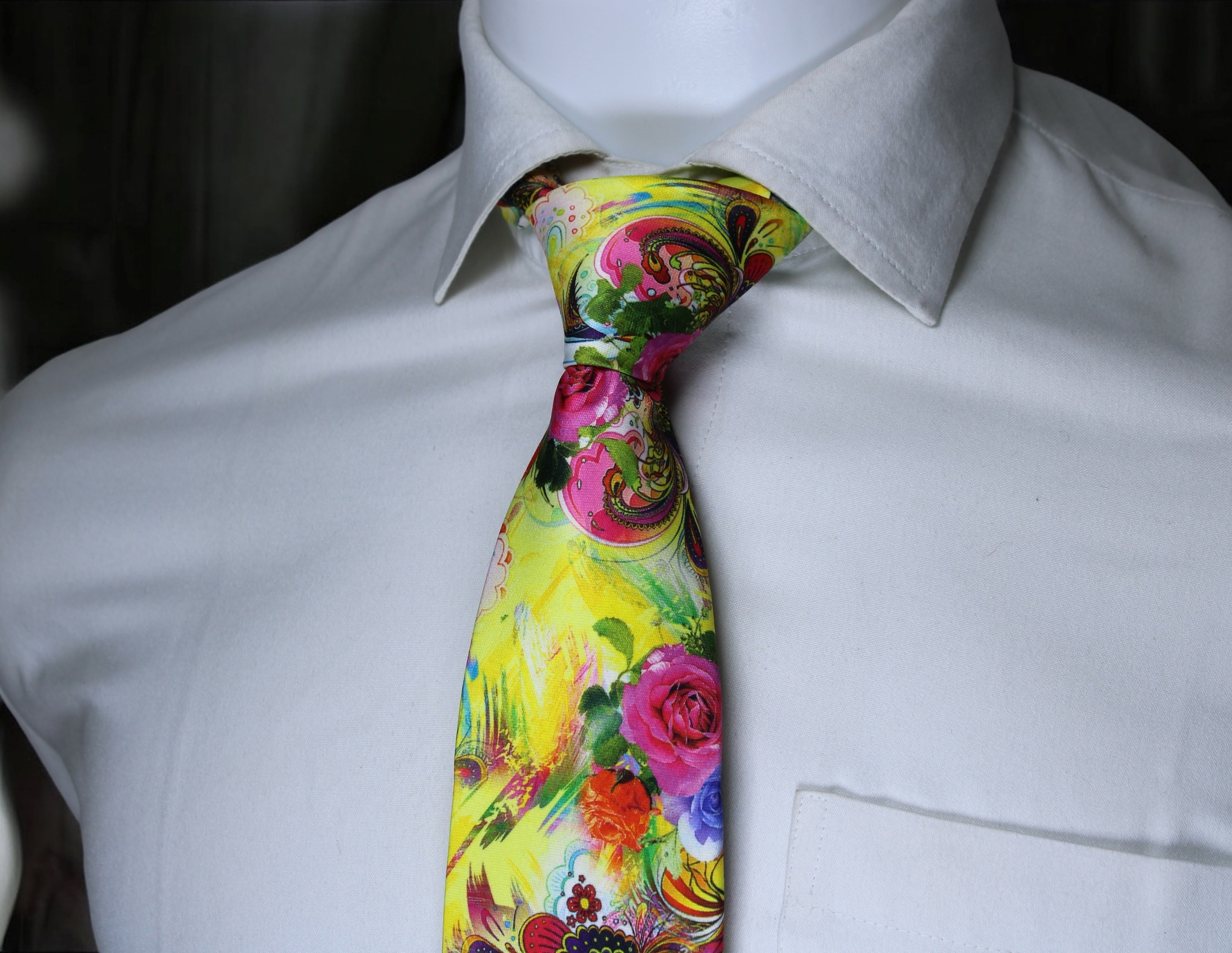 floral tie yellow