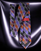 Autumn Plaid Hues Premium Microsilk Striped Tie & Pocket Square Set