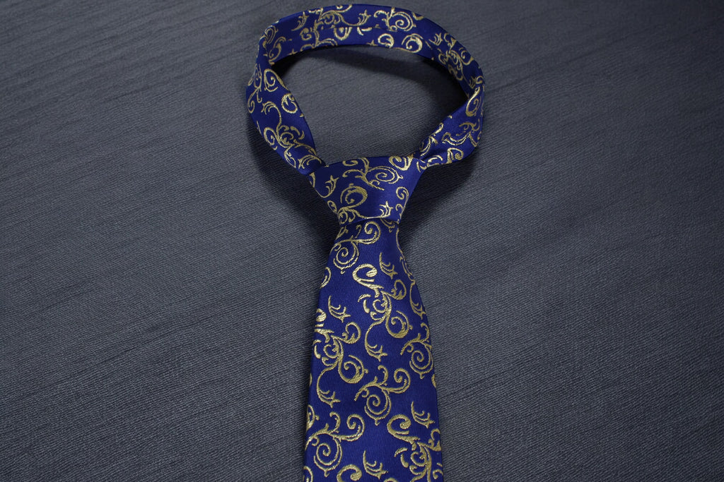 Royal Blue & Gold Swirl Tie