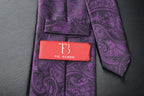 Deep Purple & Black Paisley Tie - Luxurious Pattern