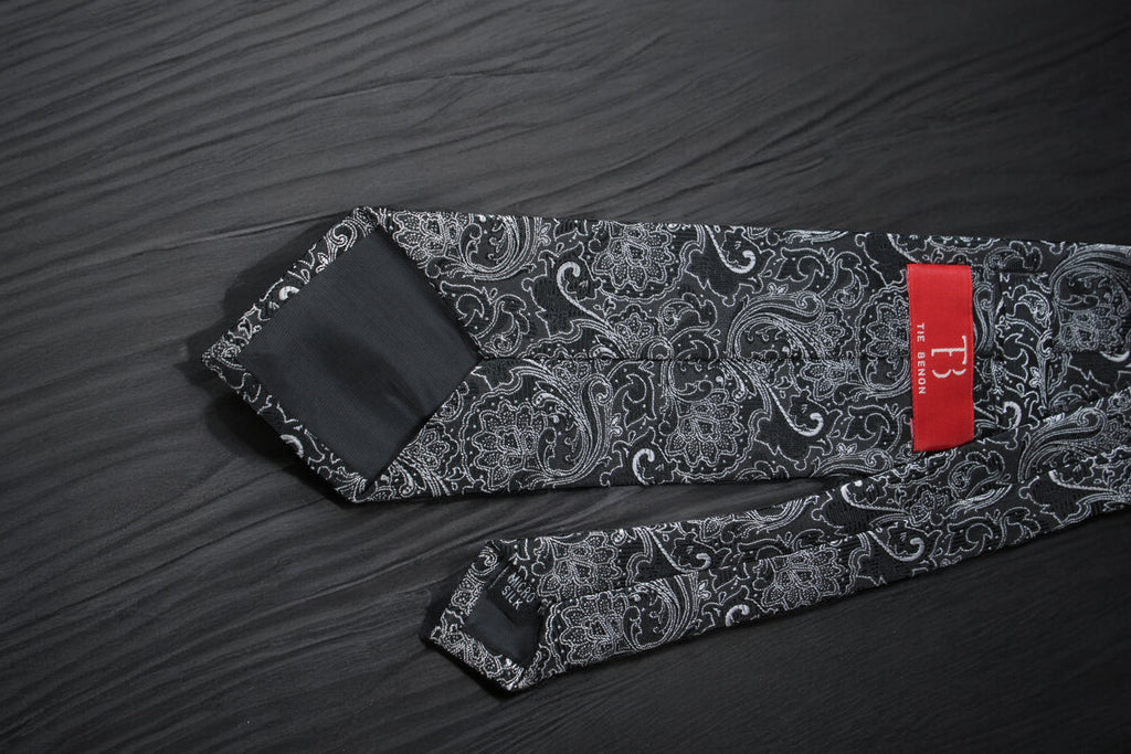 Classic Black Silver Paisley Tie