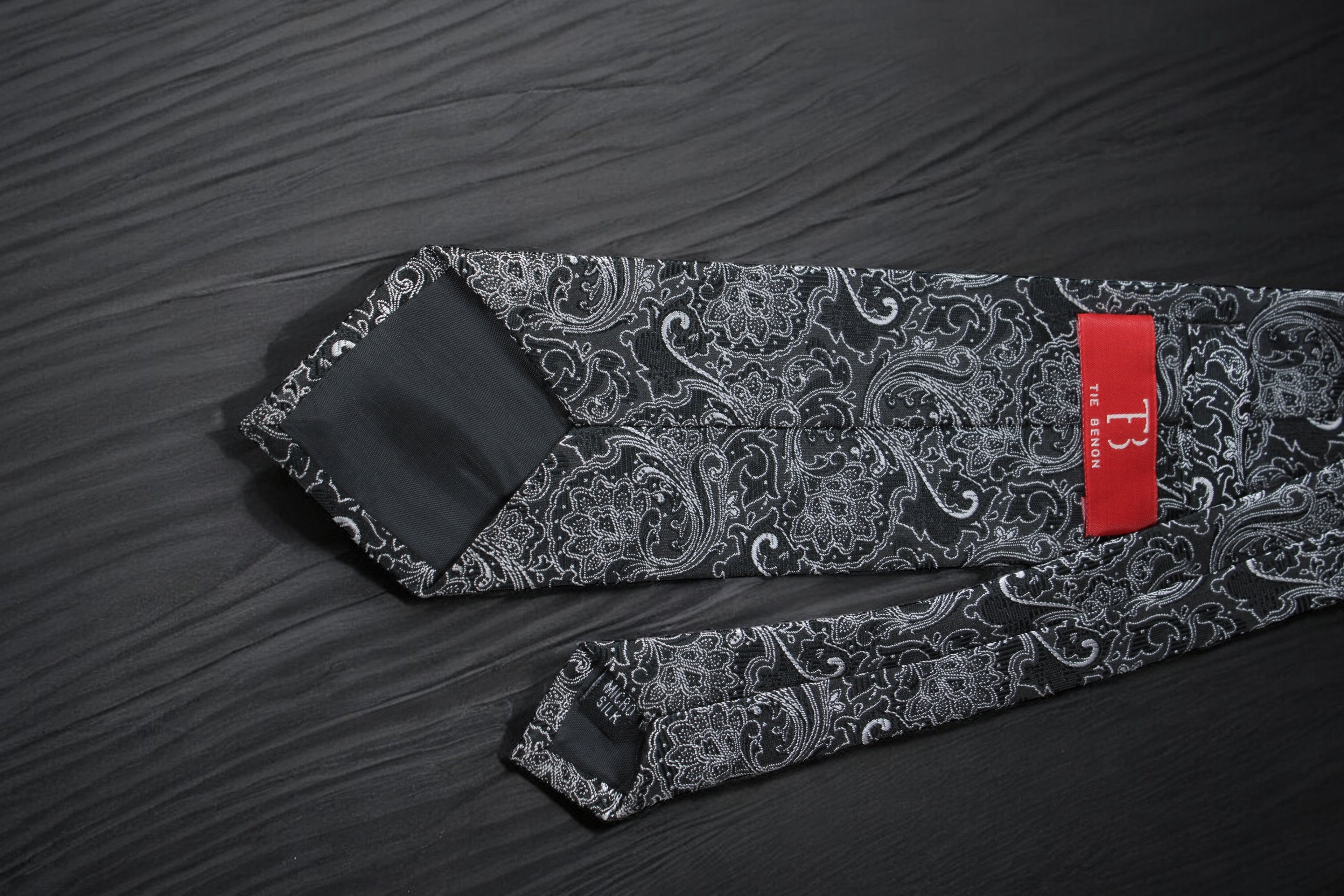 Classic Black Silver Paisley Tie