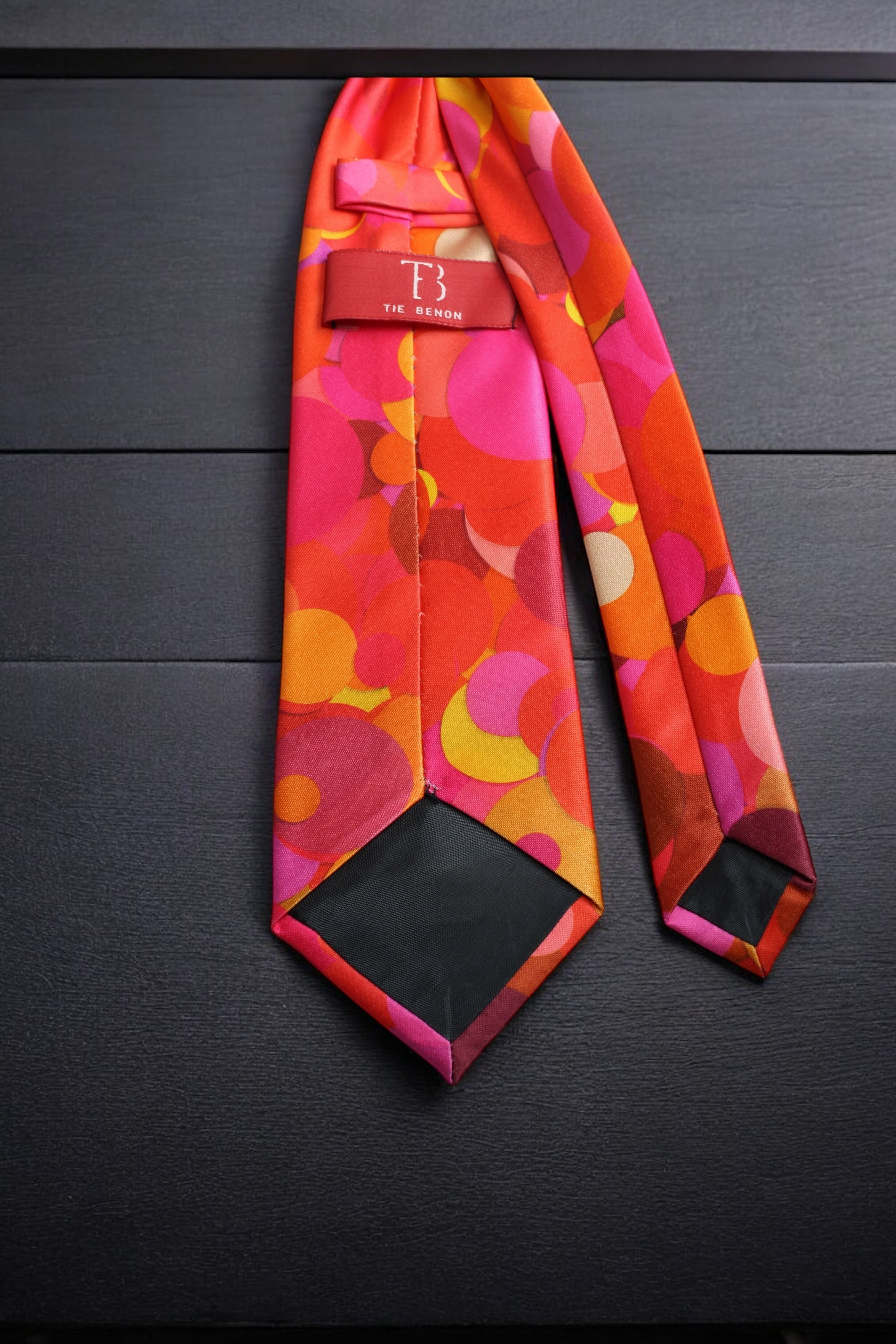 Vibrant Red and Pink Tie With Pocket Square