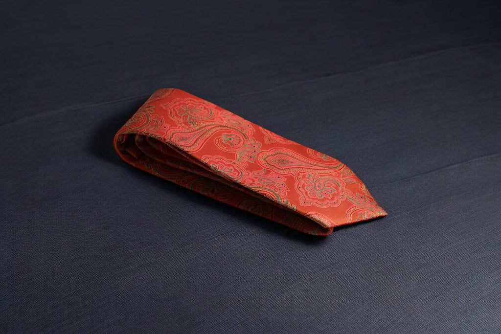 Bold Orange & Gold Paisley Tie