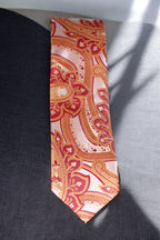 Orange Paisley Tie - Elegant Vintage Swirl Design