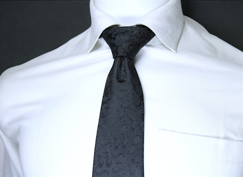 Elegant Black Self Paisley Tie