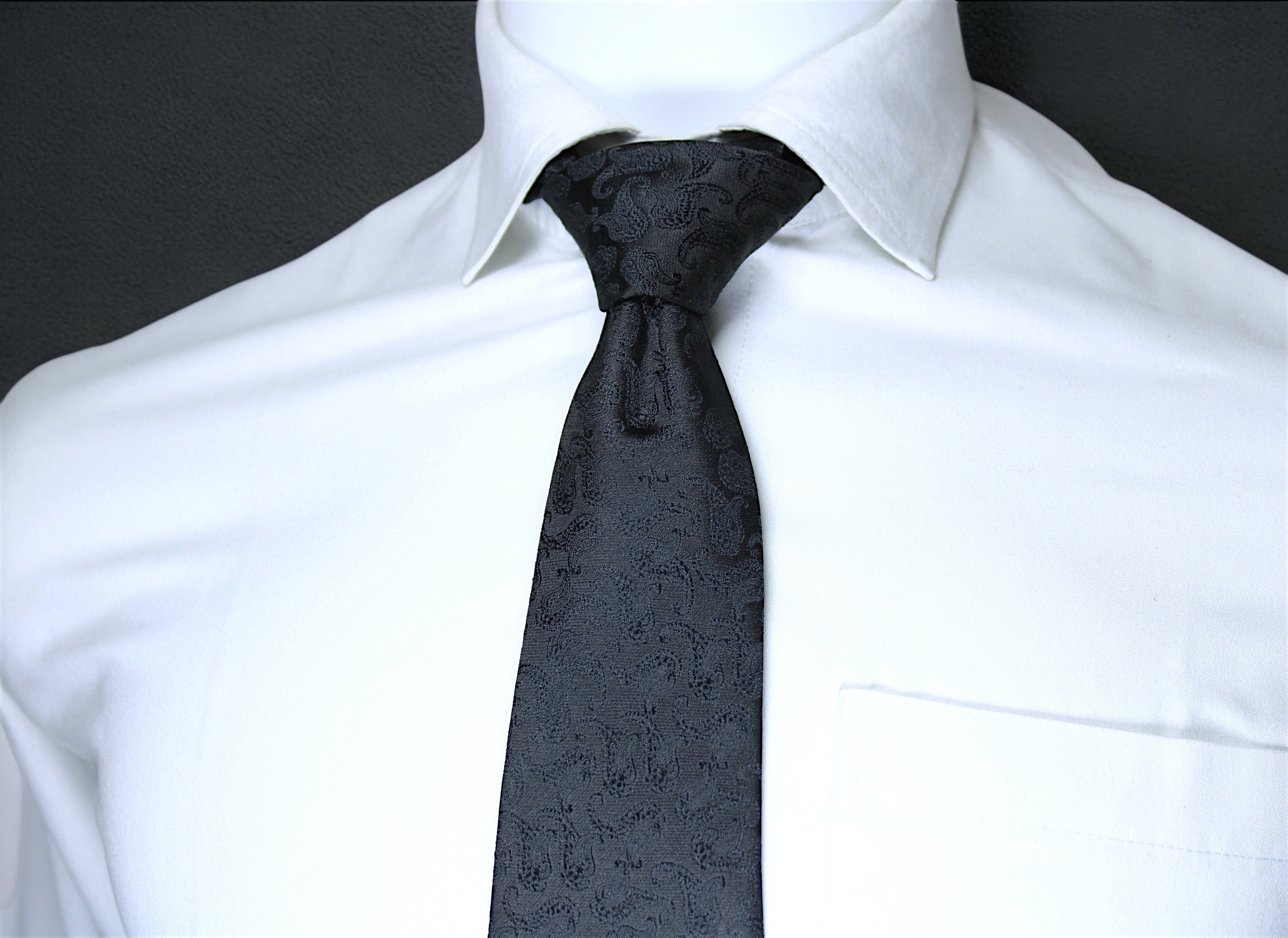 Elegant Black Self Paisley Tie