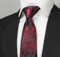 Black & Maroon Floral Tie & Pocket Square