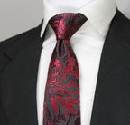 Black & Maroon Floral Tie & Pocket Square