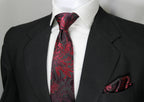 Black & Maroon Floral Tie & Pocket Square