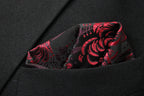 Black & Maroon Floral Tie & Pocket Square