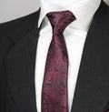Black & Maroon Paisley Tie & Pocket Square