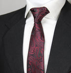Black & Maroon Paisley Tie & Pocket Square