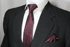 Black & Maroon Paisley Tie & Pocket Square