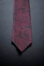 Black & Maroon Paisley Tie & Pocket Square