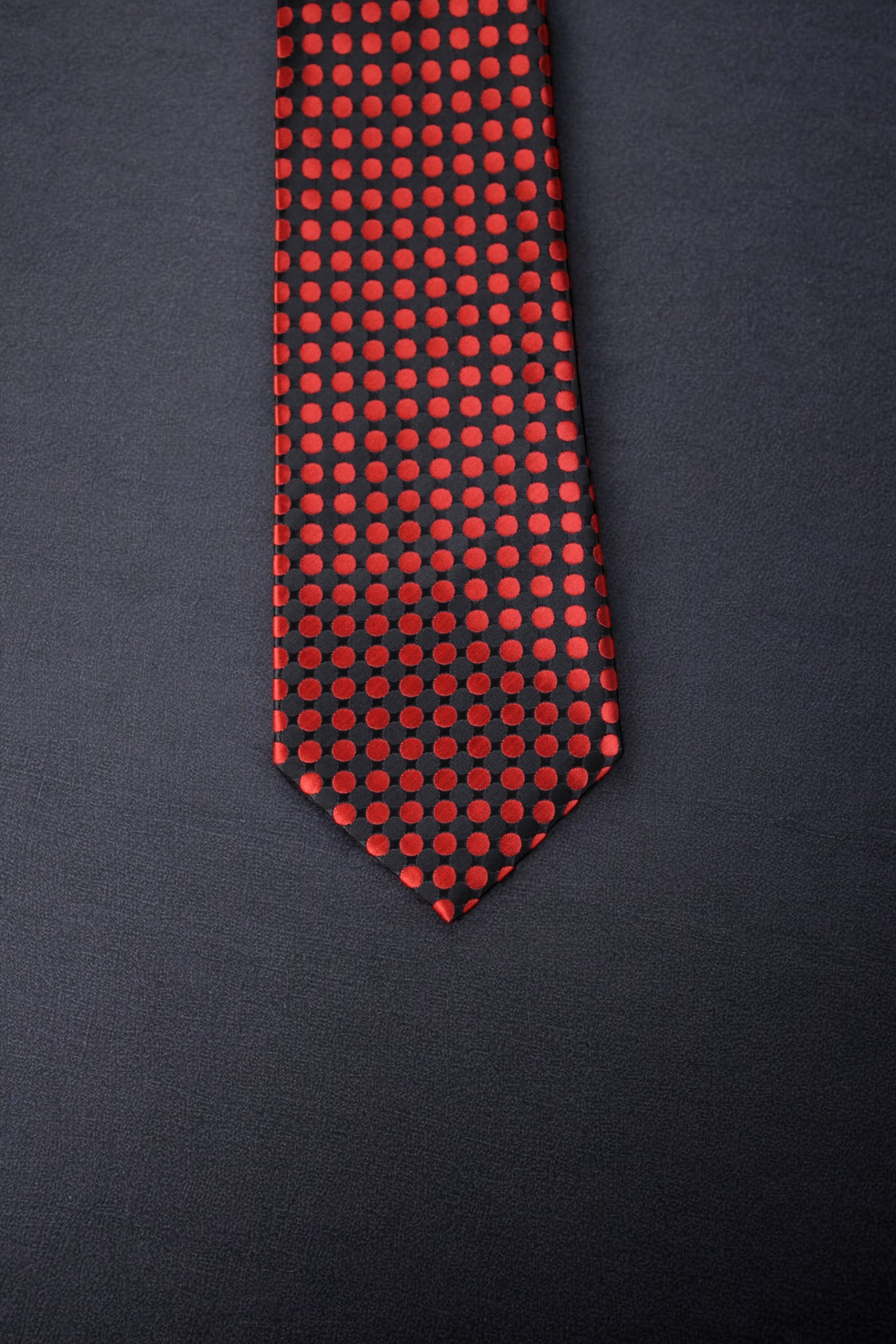 Black & Red Polka Dotted Tie & Pocket Square