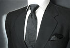 Black Self Floral Tie & Pocket Square