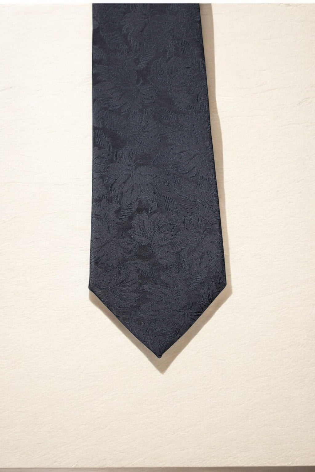 Black Self Floral Tie & Pocket Square