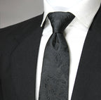 Black Self Floral Tie & Pocket Square