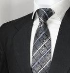 Black & Silver Floral Plaid Tie & Pocket Square