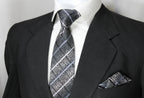 Black & Silver Floral Plaid Tie & Pocket Square