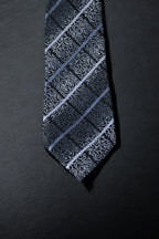 Black & Silver Floral Plaid Tie & Pocket Square