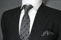 Black & Silver Patterned Tie & Pocket Square