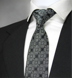 Black & Silver Patterned Tie & Pocket Square