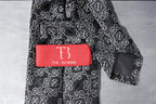 Black & Silver Patterned Tie & Pocket Square