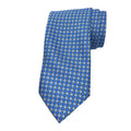 A blue classic woollen tie with a geometric pattern, displayed in a neatly folded state Tie Benon