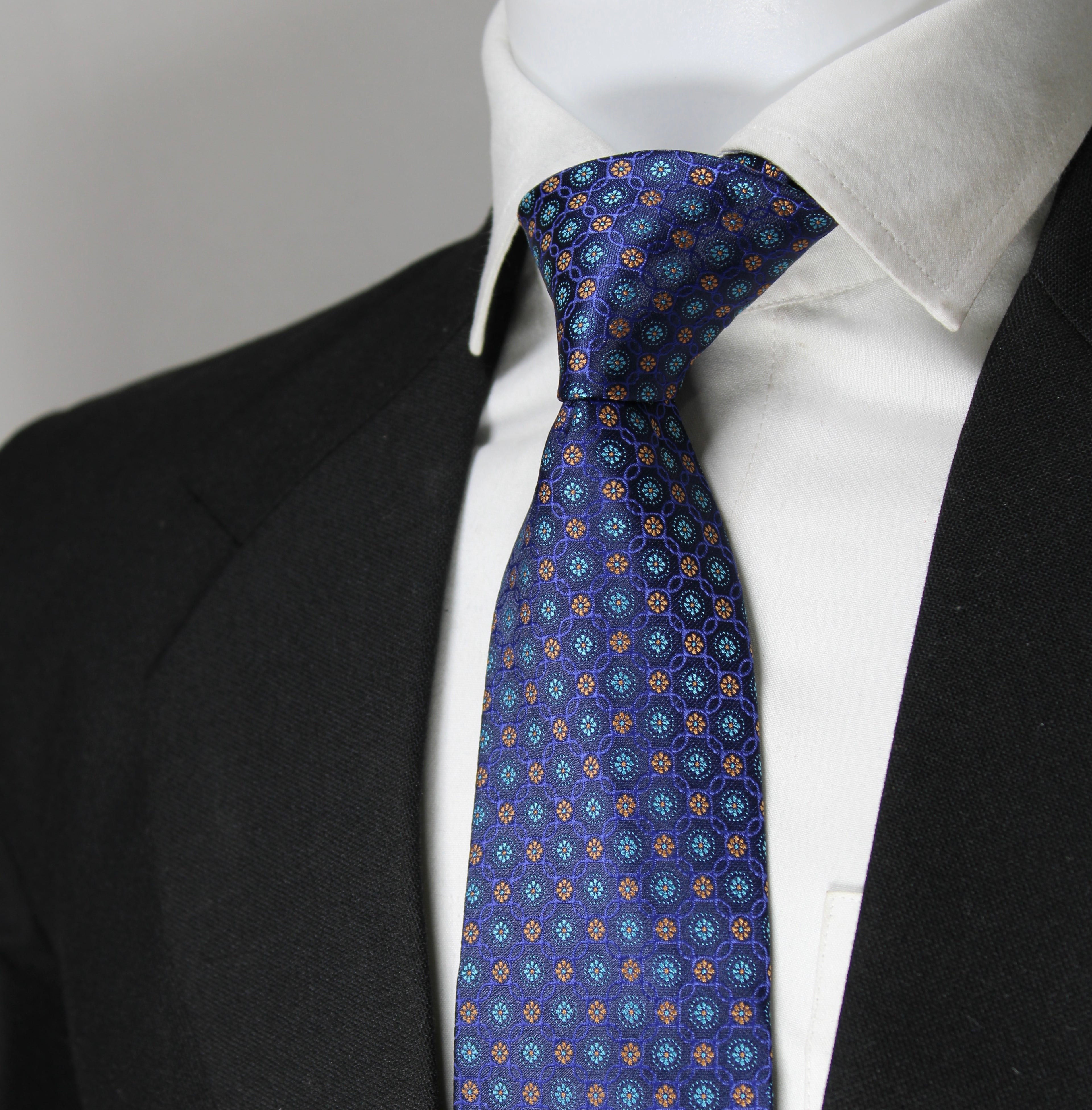 Blue Multicolor Geometric Tie & Pocket Square