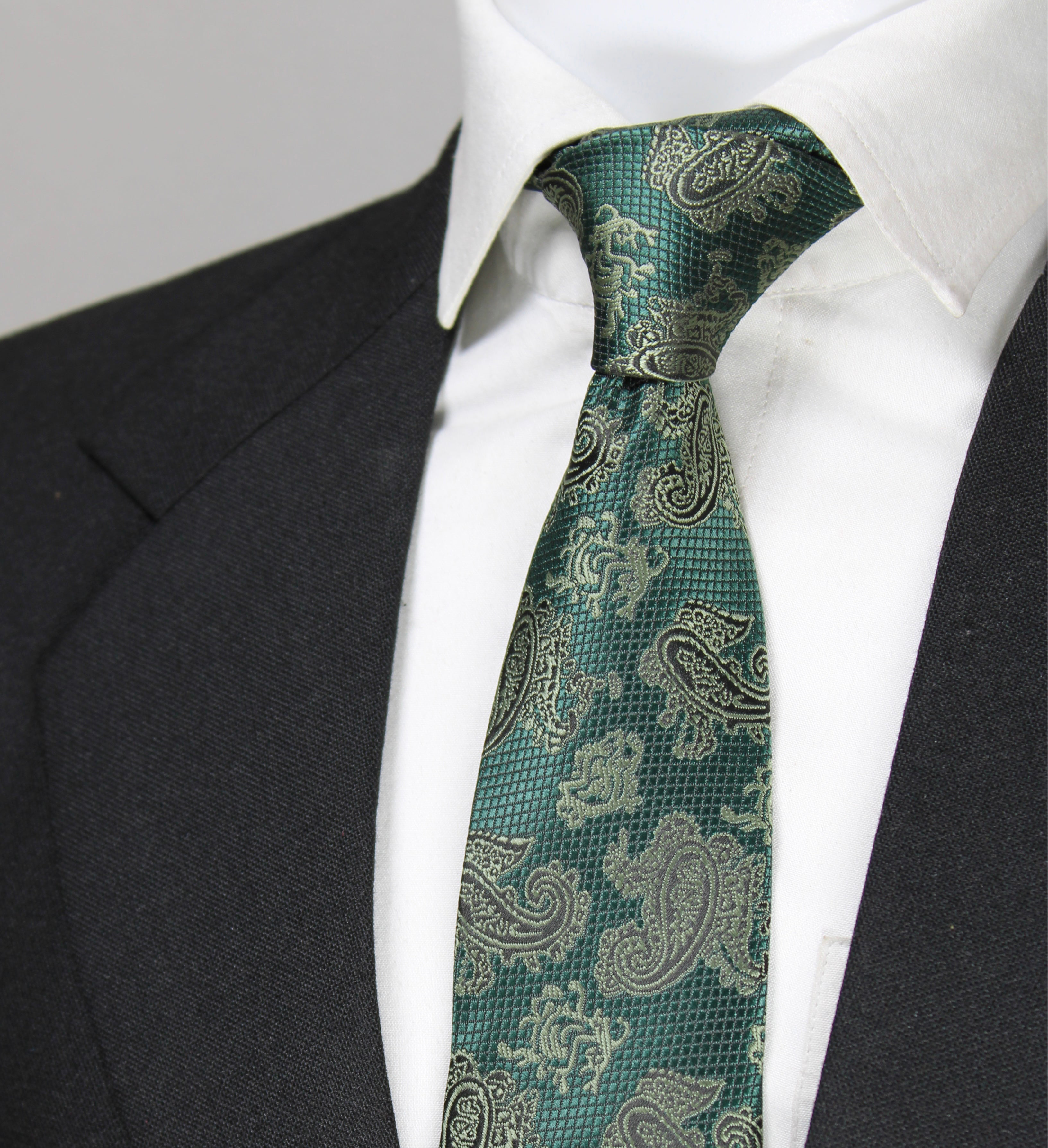 Bottle Green Paisley Tie & Pocket Square