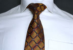 Brown & Gold Geometric Plaid Tie