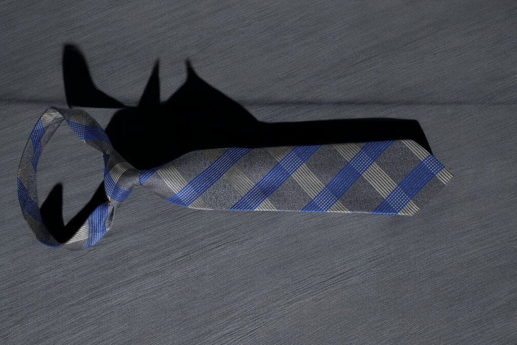 Elegant Gray & Blue Striped Microsilk Tie