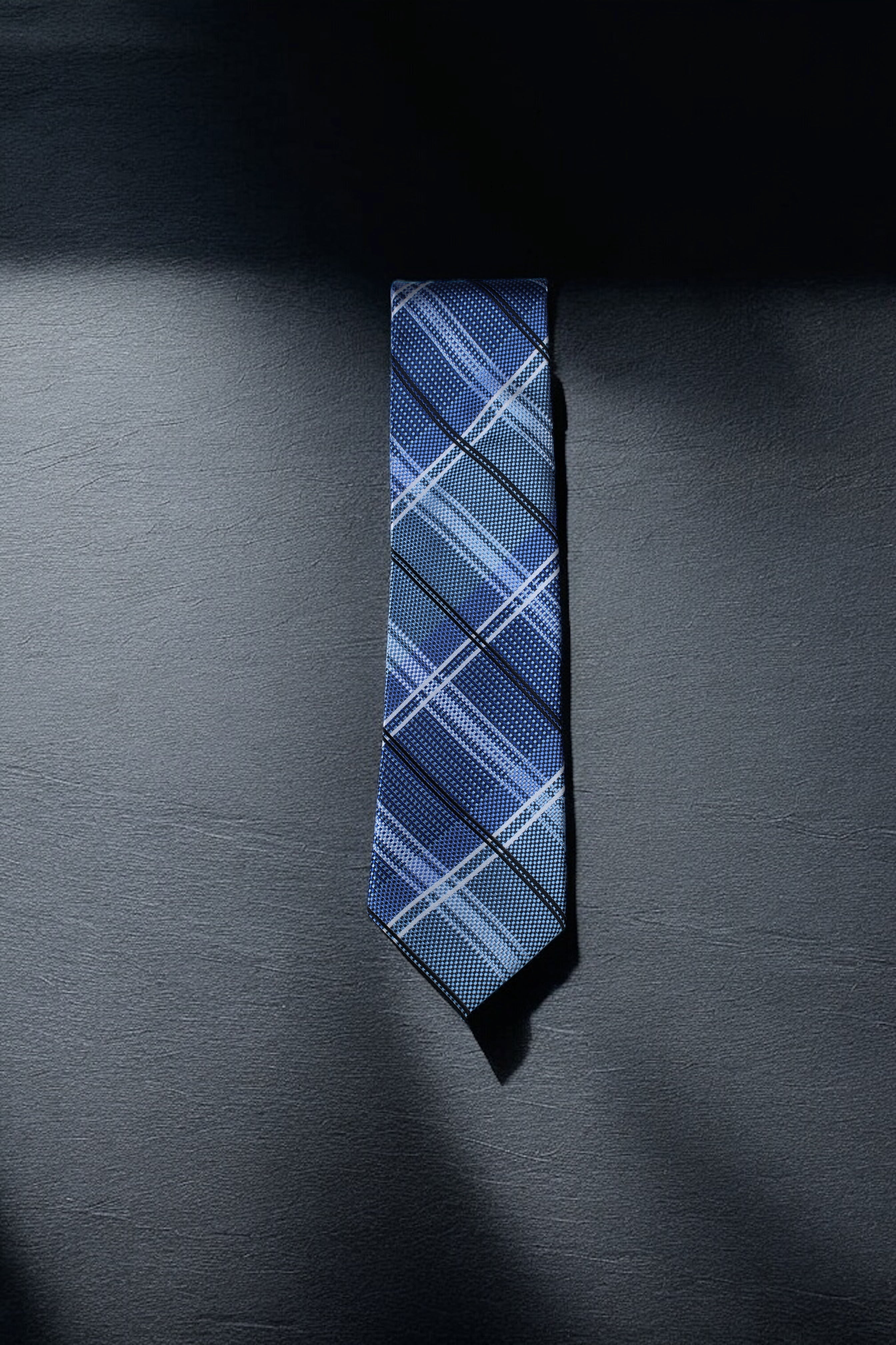 Classic Blue & Silver Plaid Tie