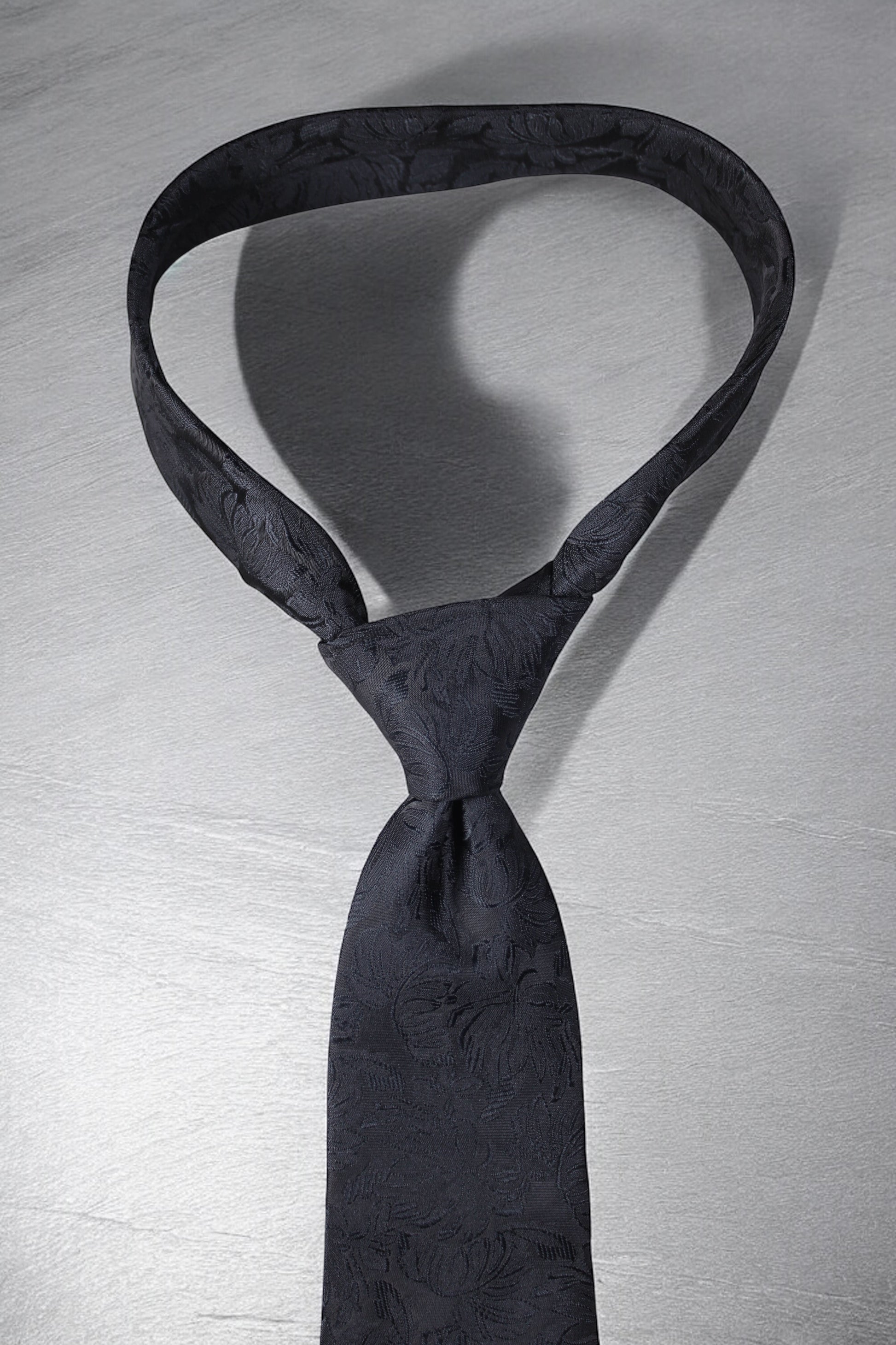 Black Self Floral Tie & Pocket Square
