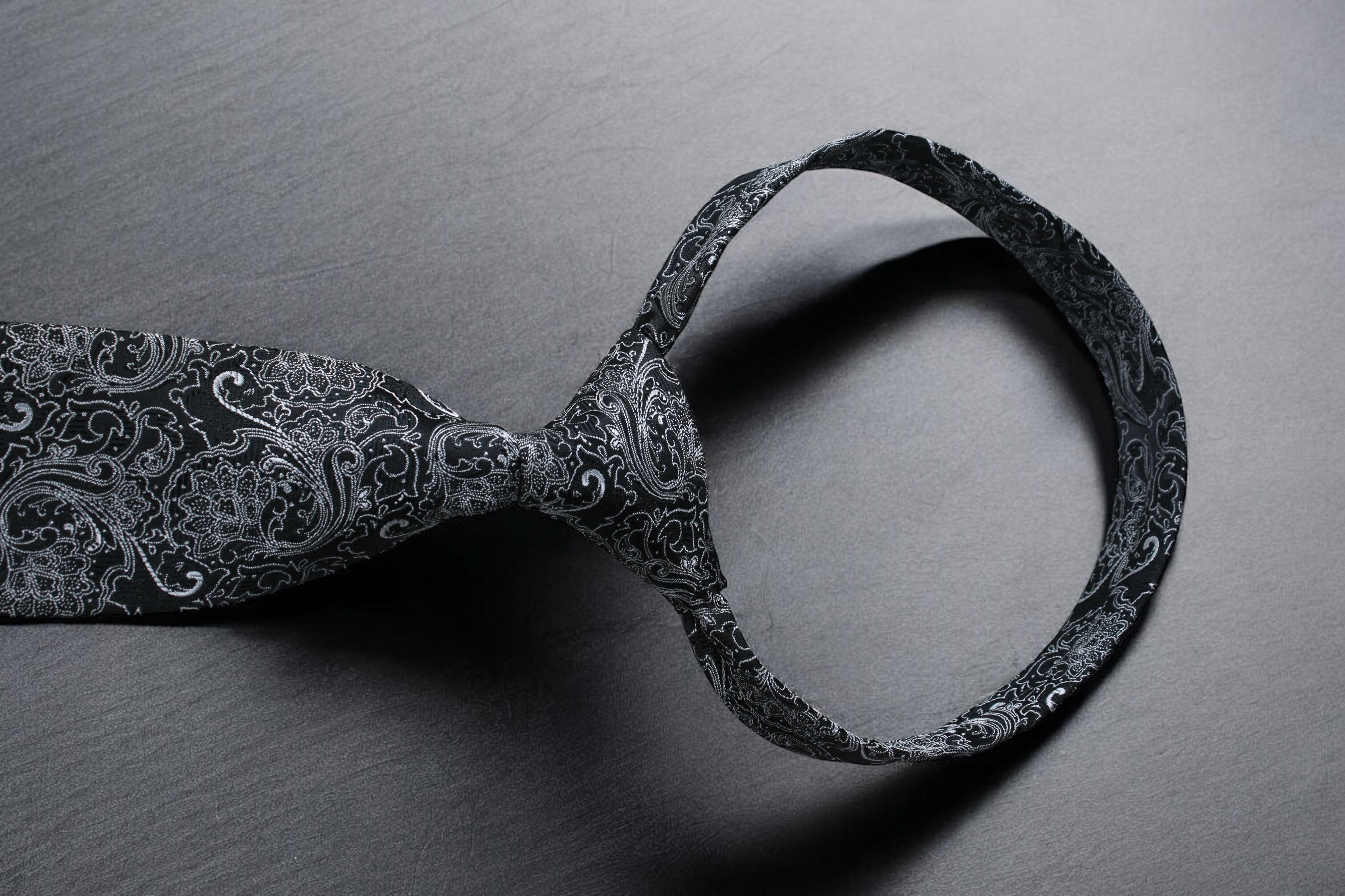 Classic Black Silver Paisley Tie